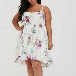 New Torrid  Dress Women's Size 5X Floral Skater Hi Low Wedding Date